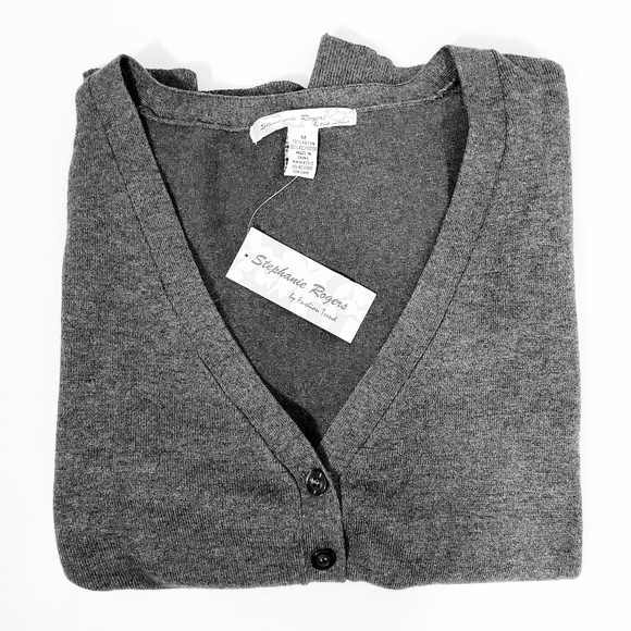 Stephanie Rogers Grey Button Up Cardigan Sz M NWT - Picture 3 of 6